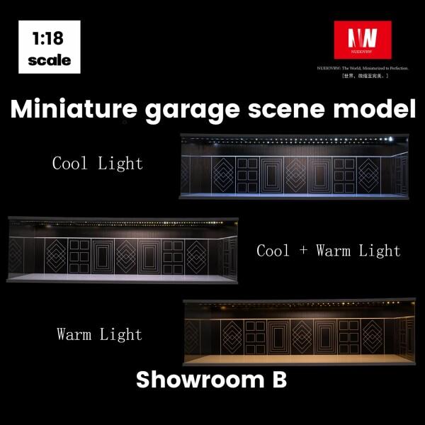 NUEIOVRW 1/64 1/43 1/18 ジオラマ ガレージ 3色調光LED照明付き