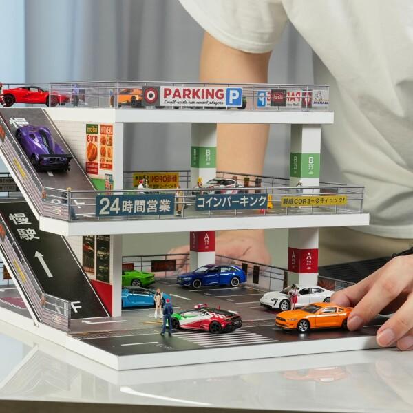 shoucangjia 1:64 ジオラマ LEDランプ付きガレージディスプレイケース
