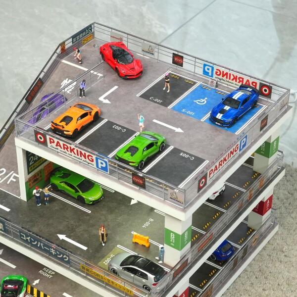 shoucangjia 1:64 ジオラマ LEDランプ付きガレージディスプレイケース