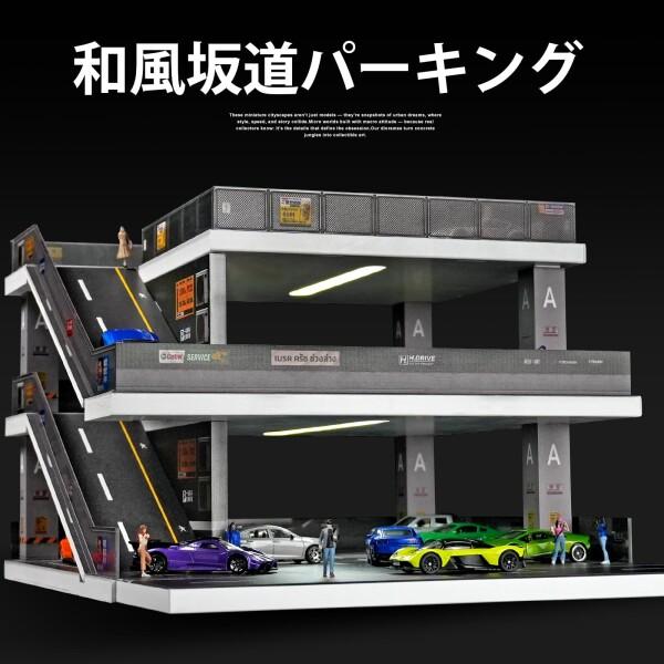 shoucangjia 1:64 ジオラマ LEDランプ付きガレージディスプレイケース