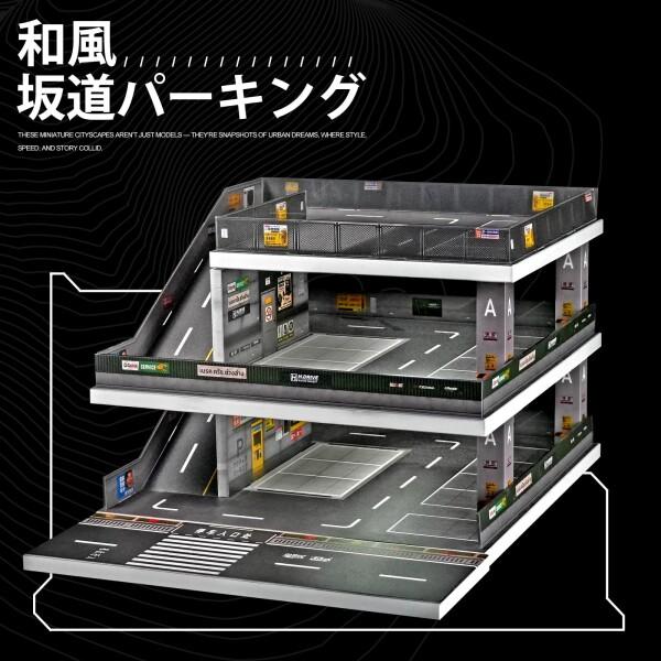 shoucangjia 1:64 ジオラマ LEDランプ付きガレージディスプレイケース