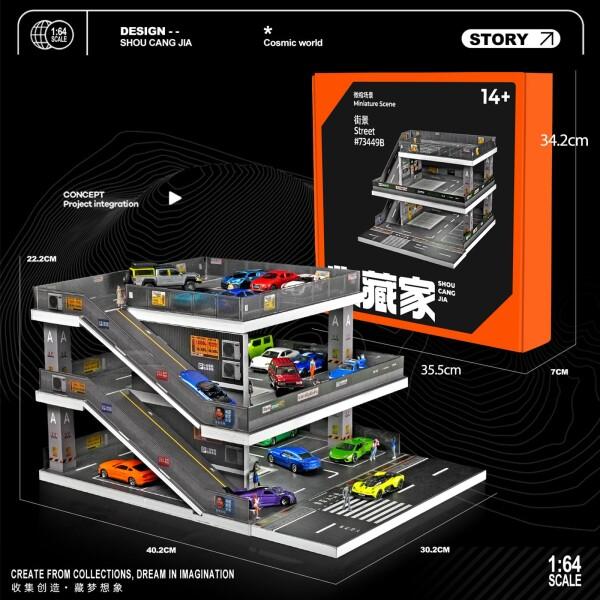 shoucangjia 1:64 ジオラマ LEDランプ付きガレージディスプレイケース