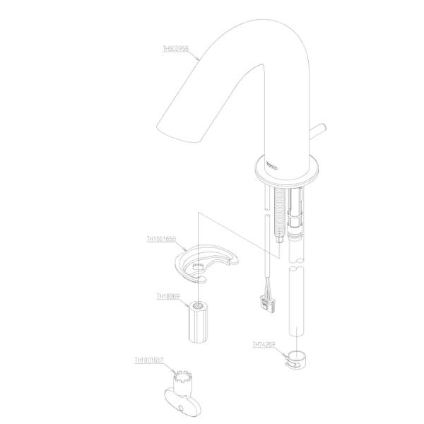 TOTO 水栓金具(TLE03505J+TLE28005J) アクアオート 台付自動水栓 Aタイプ 発電タイプ ワンプッシュ式 単の画像