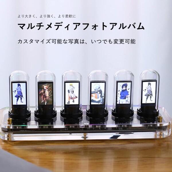 RGBフルカラーLEDデジタル時計 ニキシー管風置時計 WIFI接入 写真展示 スマフォン設定 発光管時計_2