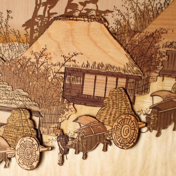 KINOWA 「大津 走井茶屋」 木はり絵 オリジナル 手作り キット 浮世絵 広重 東海道五十三次