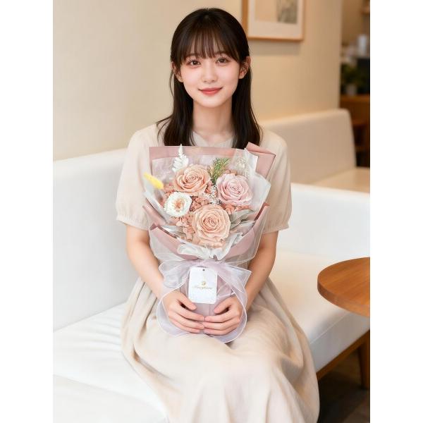 Fiorifiore 母の日 プリザーブドフラワー ブーケ 4輪 薔薇花束 自立式 ギフトボックス付き_5