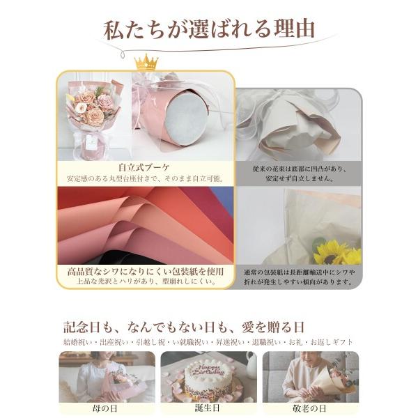 Fiorifiore 母の日 プリザーブドフラワー ブーケ 4輪 薔薇花束 自立式 ギフトボックス付き_7