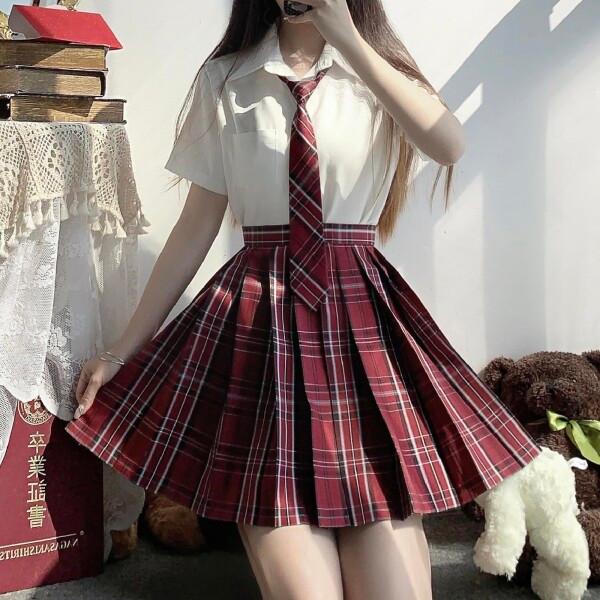 【美品】ラケル 制服 Mサイズ Qichenk) 女子高生 制服 スクール ブレザー ジャケット 5点セット 無地
