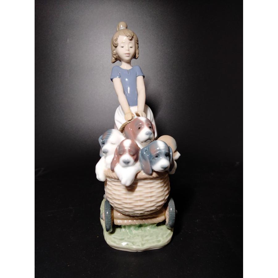 連休限定 A049 LLADRO リヤドロ 「犬と散歩」フィギュリン 陶器