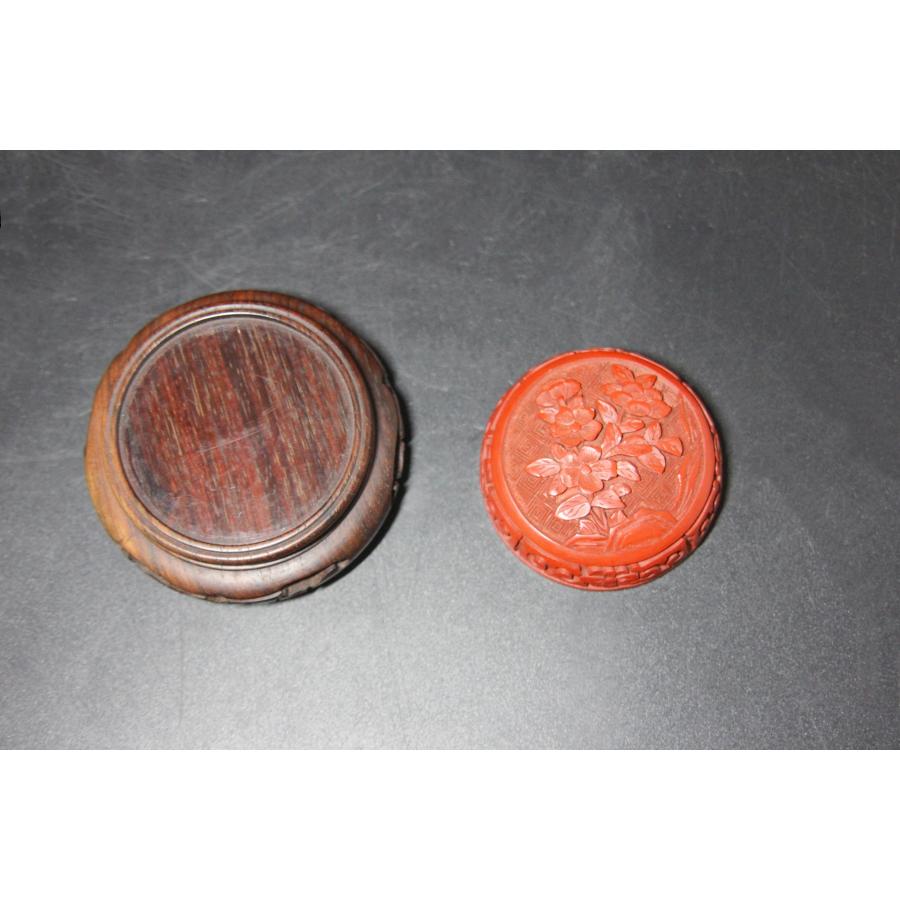 ＜聴雲＞ 堆朱 置物 花図 煎茶道具 壺 中国古玩 古美術品 骨董品 m-77の画像