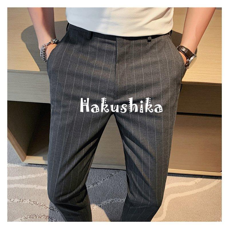 九分丈 ストライプパンツ メンズ スラックス ビジネスパンツ ロングパンツ チノパン イージーパンツ ウォッシャブル スーツパンツ スリム ボトムス 紳士通勤 お中元