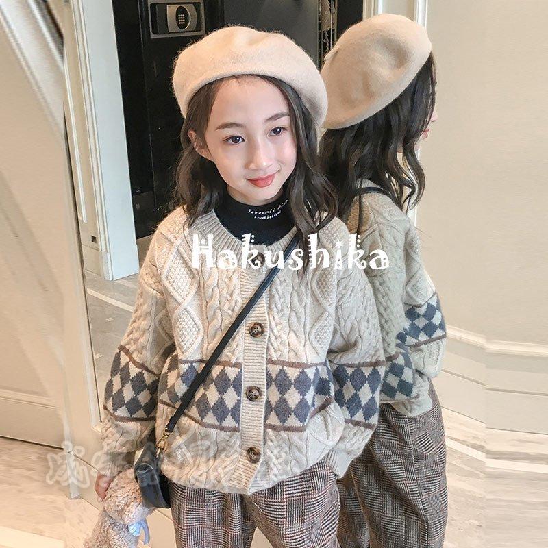 ニット カーディガン キッズ ボタン アウター おしゃれ 子供服 女の子 長袖 ケーブル編み セーター トップス カットソー 子ども服 女児 ガールズ ジュニア可愛い 数量は多