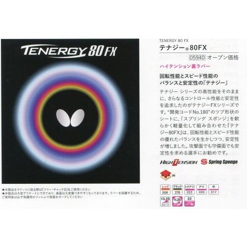 バタフライ（Butterfly） 卓球 裏ソフトラバー テナジー80FX