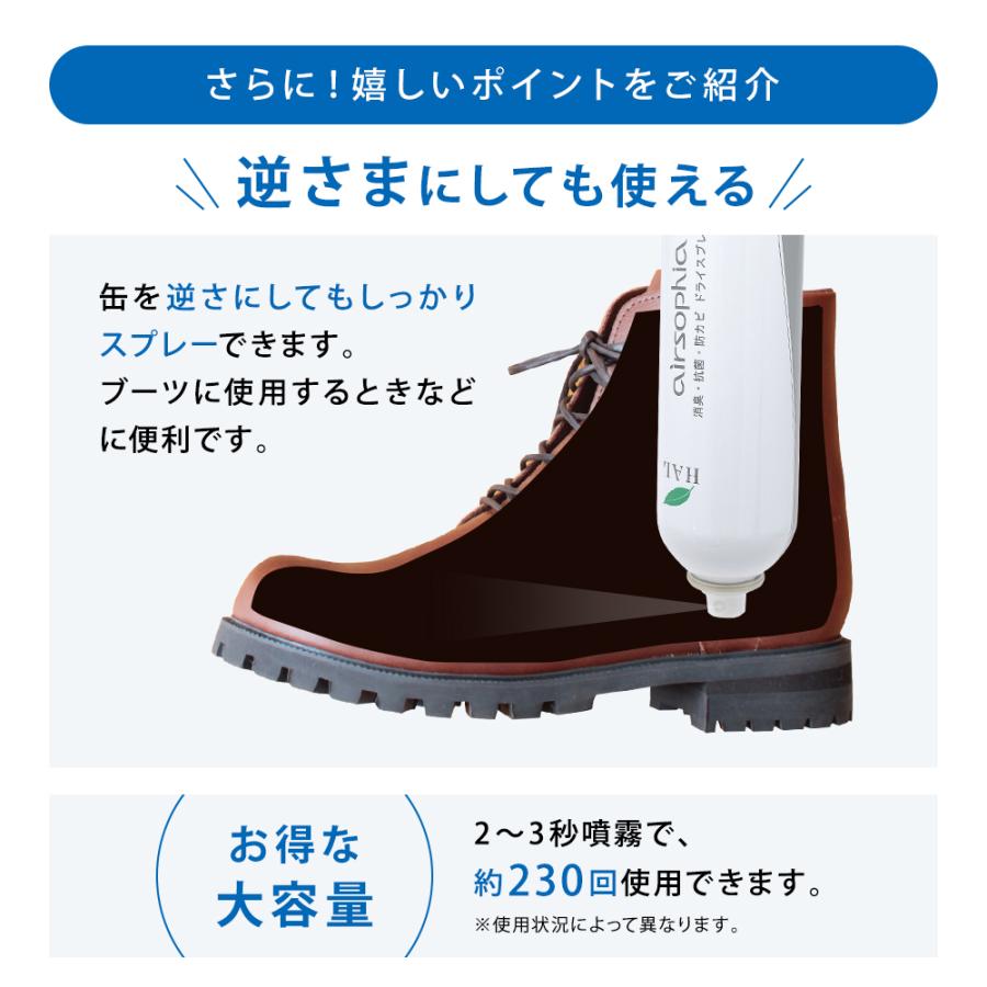 消臭ドライスプレー 420ml | 靴 消臭 足 靴の臭い 対策 運動靴 安全靴 通勤靴 スリッパ におい消し 玄関マット ブーツ 靴下 強力 防菌 速乾 消臭スプレー 無香料 | ハル・インダストリ | 06