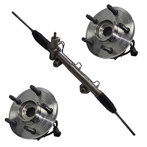 Detroit Axle - 1 Rack And Pinion + 2 Front Wheel Hub and Bearing for 2