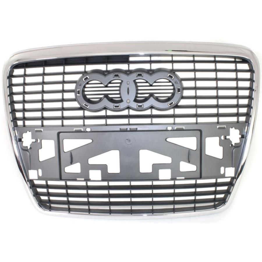 Grille for Audi A6 Quattro 05-08 Chrome Shell/Painted-Silver Black Ins