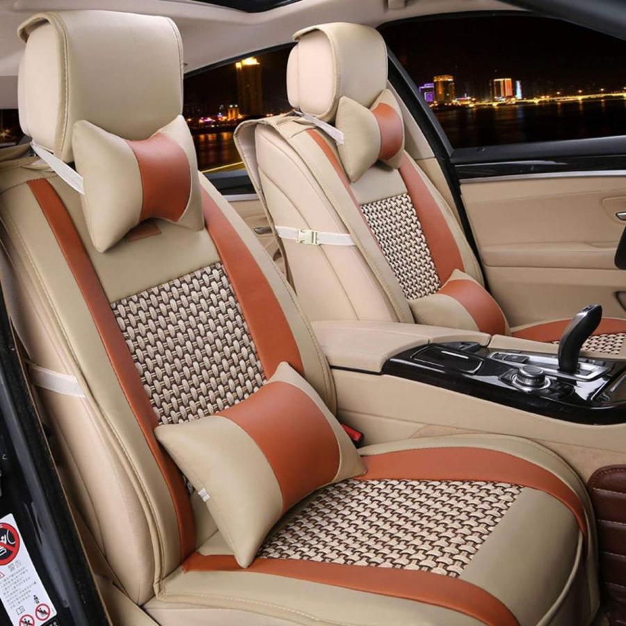 ー品販売 FREESOO Car Seat Cover Cushions PU Leather， Front Rear Full Set Car Se