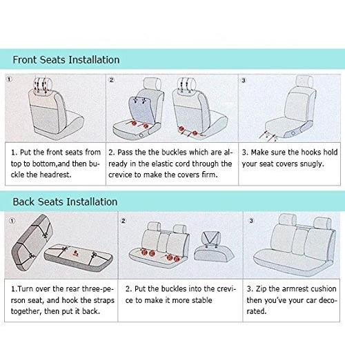 ー品販売 FREESOO Car Seat Cover Cushions PU Leather， Front Rear Full Set Car Se