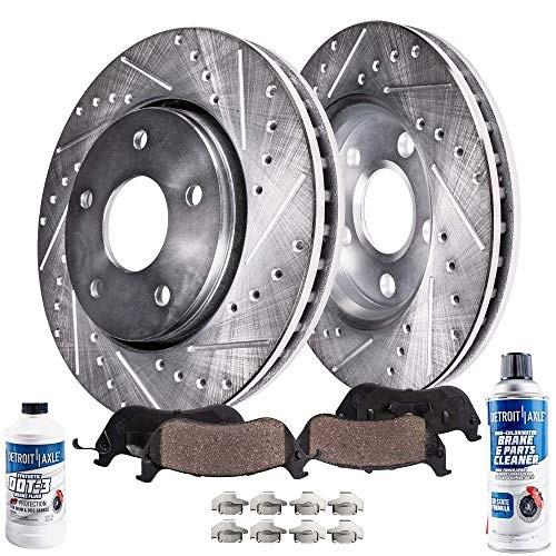 Detroit Axle - Pair (2) Front Drilled and Slotted Disc Brake Rotors w/