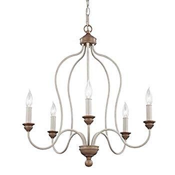 Feiss F2998 5CHKW BW Hartsville Farmhouse Candle Chandelier Lighting,