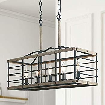 クリアランス超特価 LALUZ Farmhouse Kitchen Island Lighting， Rectangular Chandeliers for D