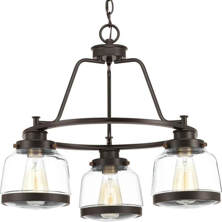 新着 Progress Lighting P400057-020 Judson Three-Light Chandelier， Antique B