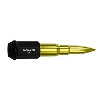 クリアランス売上 VMS RACING 1/2x20 20PC 112mm Cold Forged Steel Lug Nuts with Gold Exte