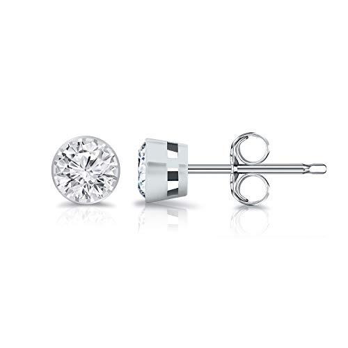 Black Natural Diamond Square Studs Earrings in14K White Gold Over Sterling Silver 0.15 Cttw