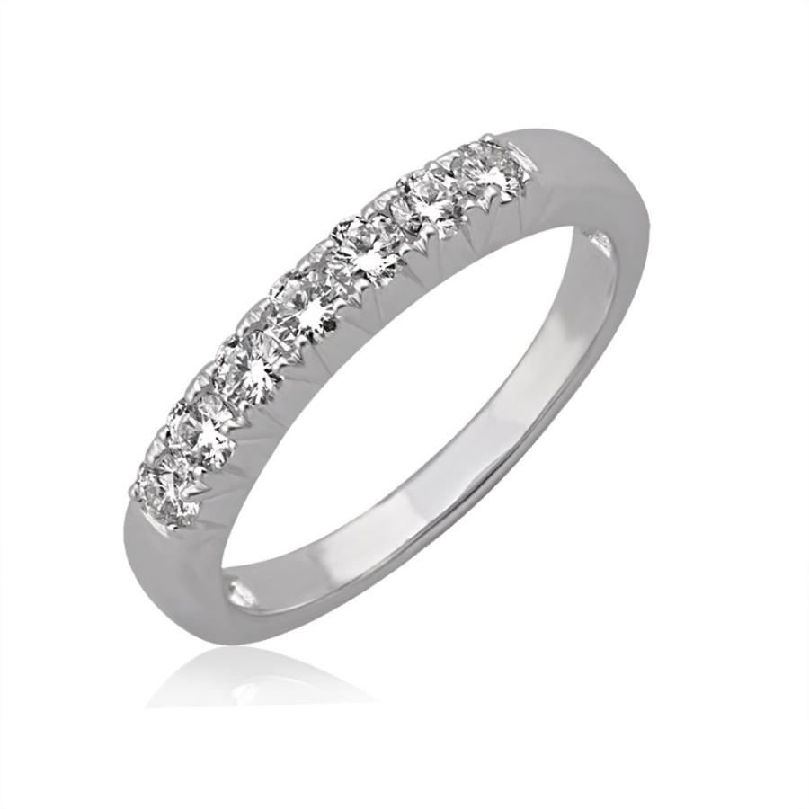 14k White Gold 7 Stone French-cut Wedding/anniversary Diamond Band Rin