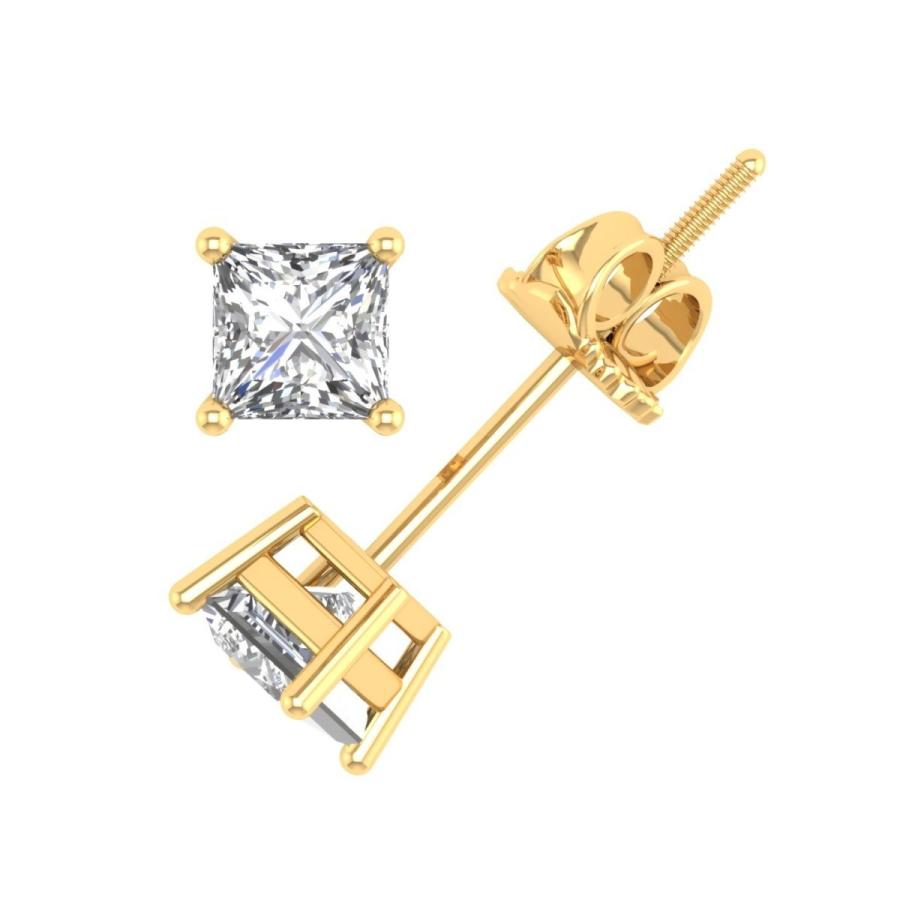 14k Yellow Gold Princess Cut Diamond Stud Earrings (1/5 carat