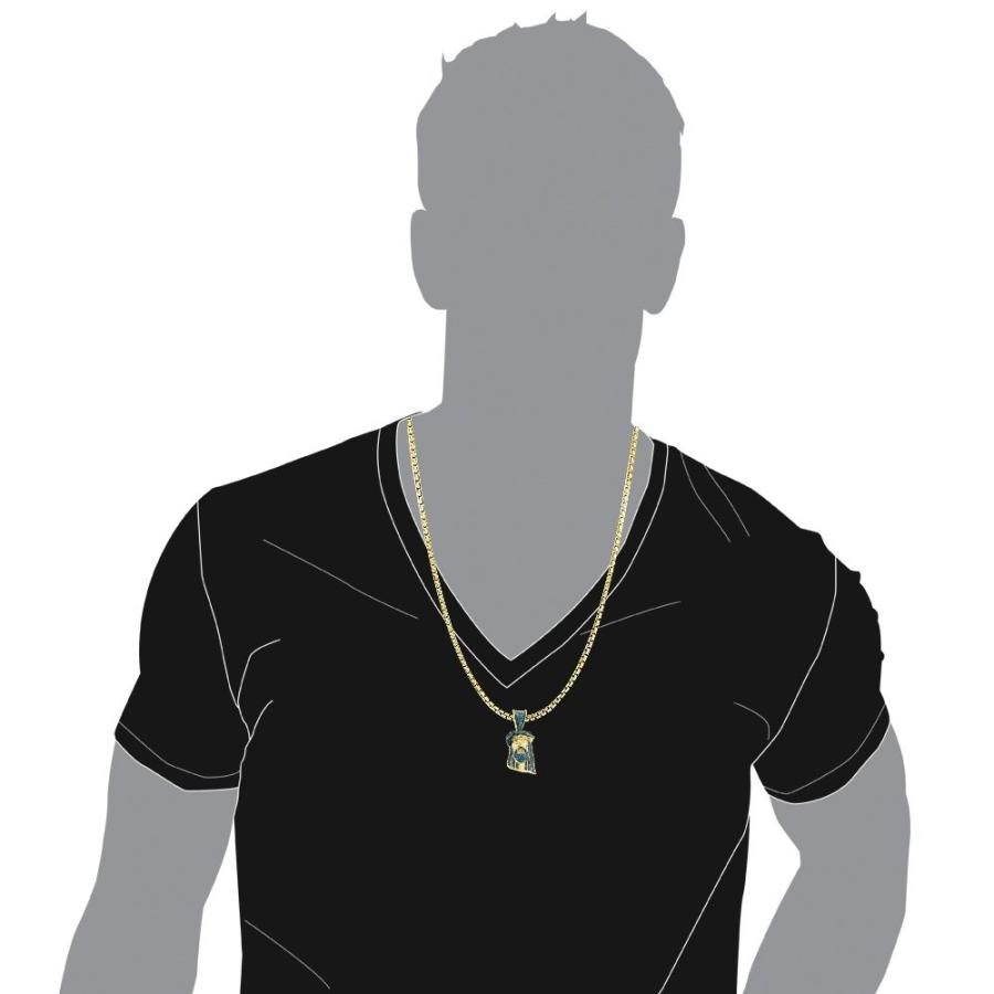 Unisex Mini Natural 0.5 Ctw Diamond Jesus Head Pendant Solid 10K Blue