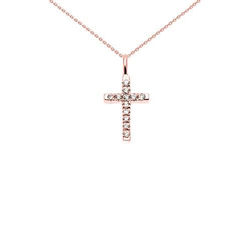 Religious Jewelry by FDJ Beautiful Dainty Tiny 14k Rose Gold Diamond C Religious Jewelry by FDJ Solid 14k White Gold Cross Charm Fleur-de-Lis  Crucifix Pendant Necklace