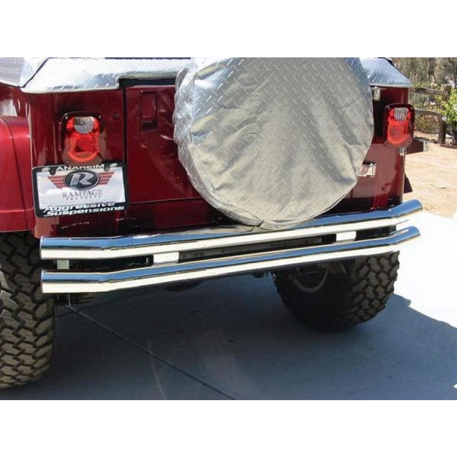 RAMPAGE PRODUCTS 8448 Stainless Steel Double Tube Rear Bumper with Hit