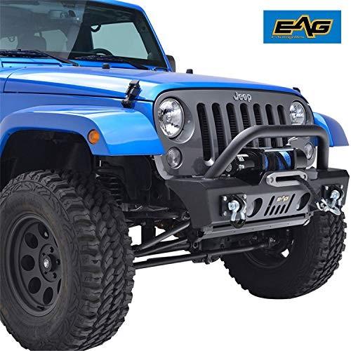 EAutogrilles JJKFB003 EAG Stubby Front Bumper with OE Fog Light Housi