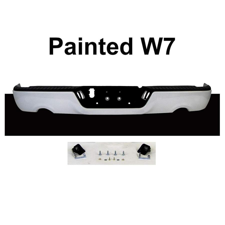 Painted W7 White Rear Bumper Full Assy Pad Bracket W/O Sensor Hole Fit