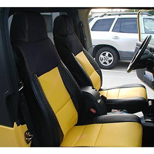 リアルなボドゲに Iggee Jeep Wrangler 2003-2006 Black/Yellow Artificial Leather Custom M