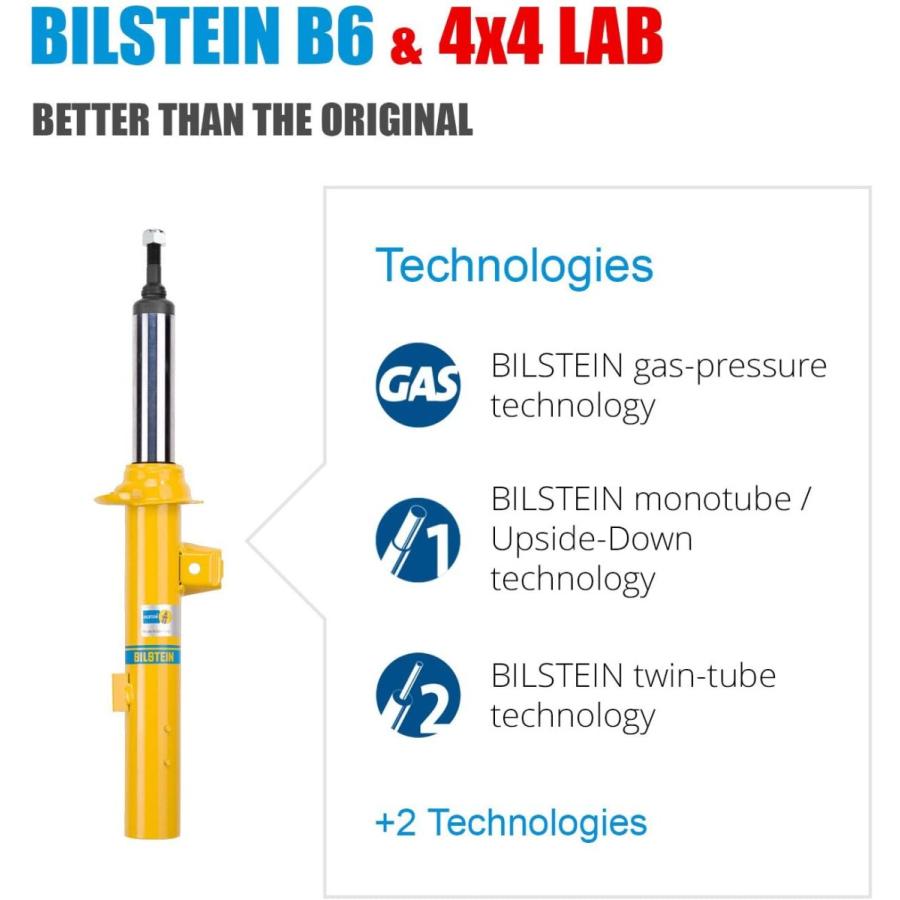 あす楽在庫 Bilstein 33-187563 Pair of Front B6 Series Monotube Replacement Gas Ch