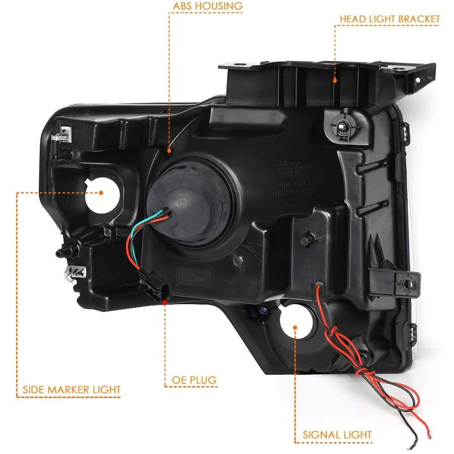 [最終値下げ] LED DRL Projector Headlight Assembly Compatible with Ford F150 09-14 H