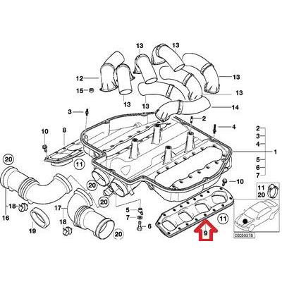 BMW e39 m5 Gasket Lower Engine Air Intake LEFT cyl 5-8 GENUINE｜hal-proshop2｜02