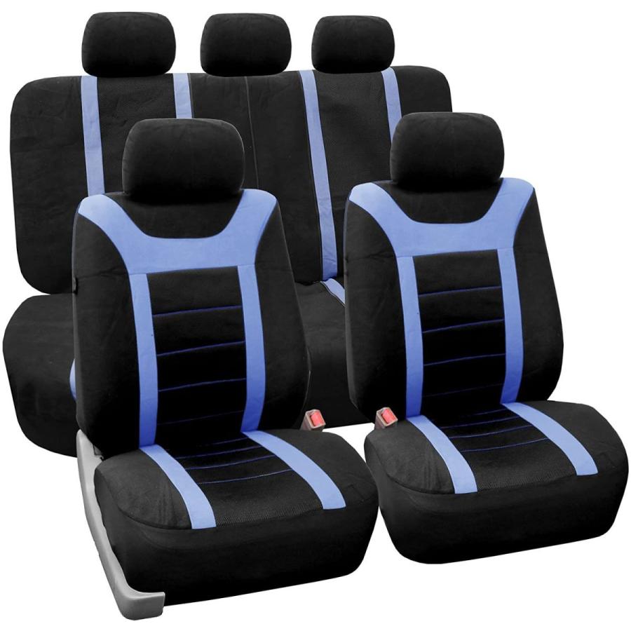 FH Group FB070BLUE115 Universal Fit Full Set Sports Fabric Car Seat Co