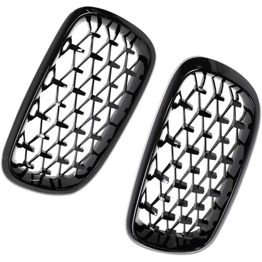 DSISIMO Gloss Black Diamond Star-shaped Front Kidney Mesh Grille Grill