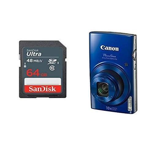 Canon PowerShot ELPH 190 Digital Camera + 64 GB Memory Card (Blue