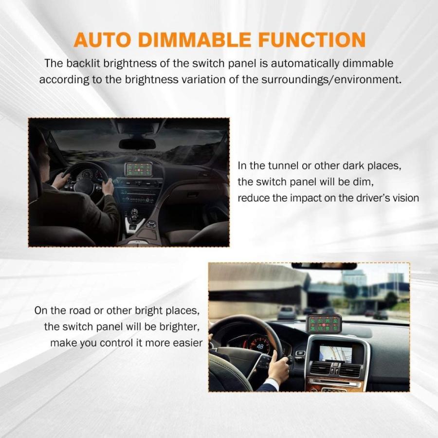 Auxbeam 8 Gang Switch Panel Automatic Dimmable LED On-Off Car Switch P モータースポーツ用品