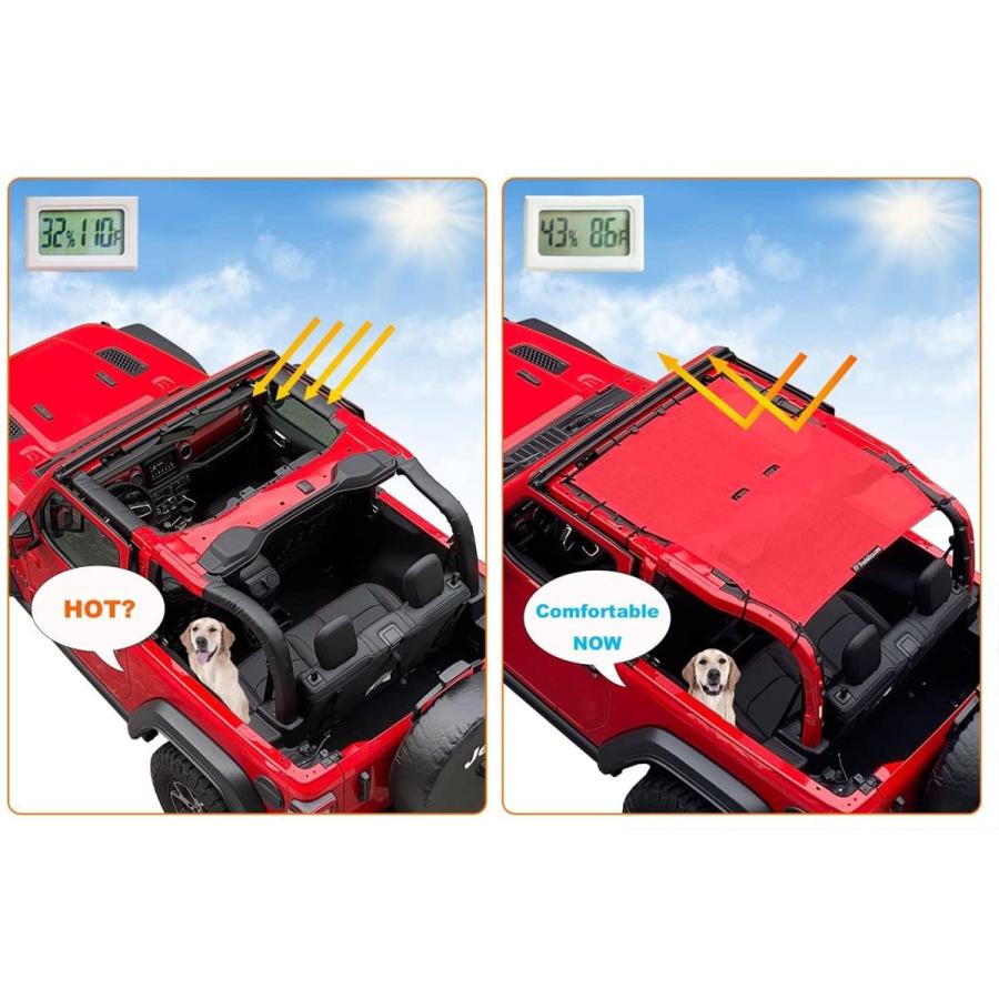 Shadeidea Sunshade for Jeep Wrangler JL 2 Door Sun Shade Front and Rea