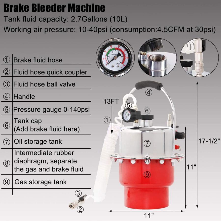 YSTOOL Brake Bleeder Kit Pneumatic Pressure Brake ブレーキ Pressure Clutch