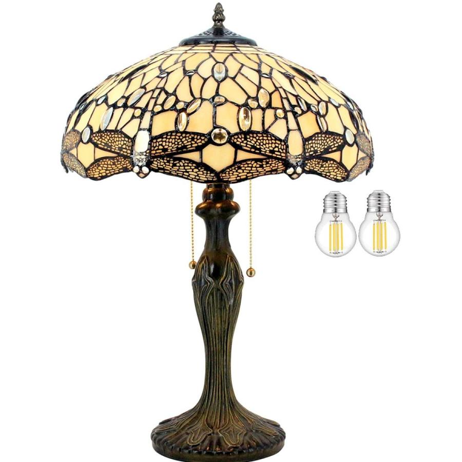Tiffany Lamp Bedside Cream Stained Glass Table Lamp Dragonfly Style Sh