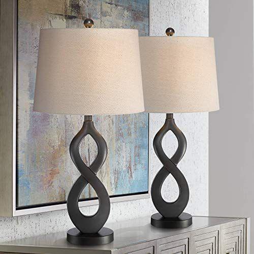 Lars Modern Contemporary Style Table Lamps Set of 2 Deep Bronze Brown
