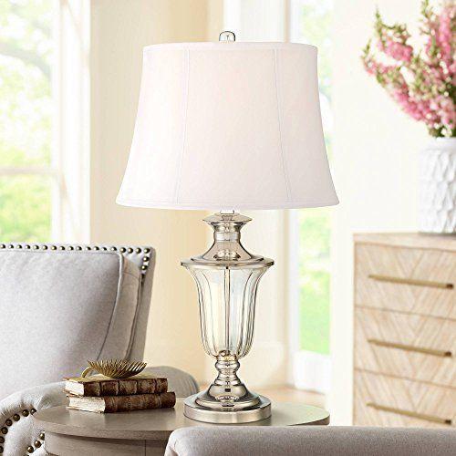 Courtney Traditional Style Table Lamp Polished Nickel Metal Clear Crys