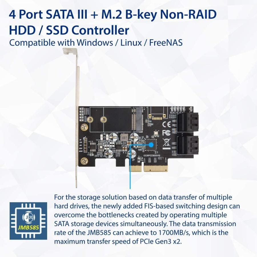 特販オンライン IO CREST SI-PEX40138 Internal 4 Port Non-Raid SATA III 6GB/S with M.2