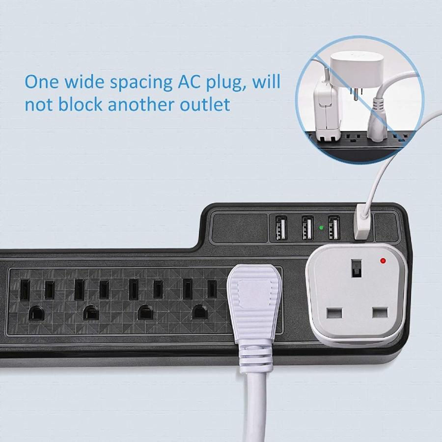 Power Strip USB Surge Protector， JACKYLED Mountable 9.8ft 6 Outlets 4